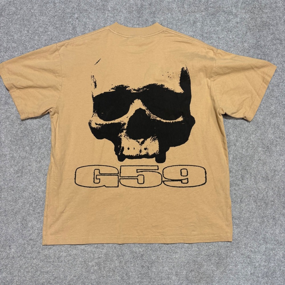 G59 Records Skull Graphic T-Shirt Tan Suicideboys Mens Large Short Sleeve Tee
